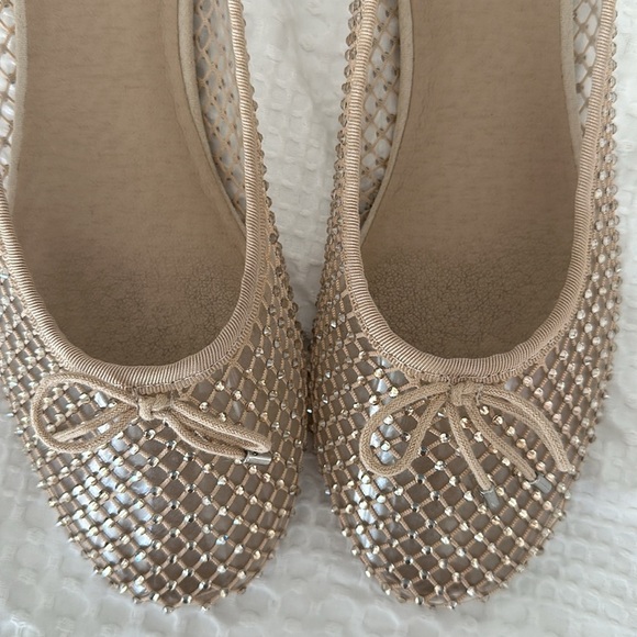 STEVE MADDEN Nude Sparkly Blossoms Ballet Flats with Bow detail Women’s 8.5 - Picture 5 of 11